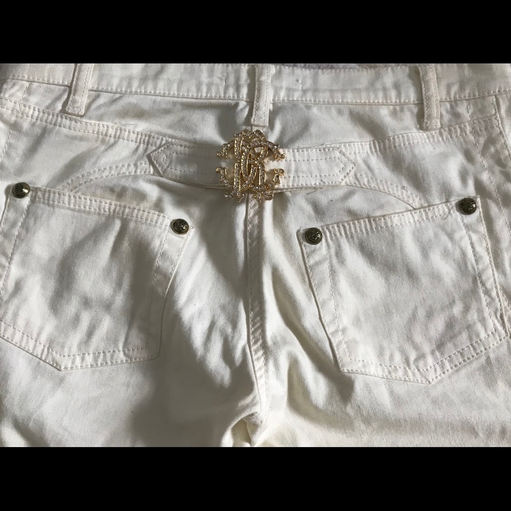 Roberto Cavalli White & Leopard Print Jeans